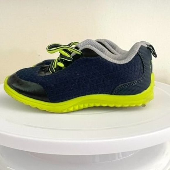 OshKosh B'gosh Toddler Sneakers Shoes Size 8 Navy Blue and Neon Green - Picture 9 of 12